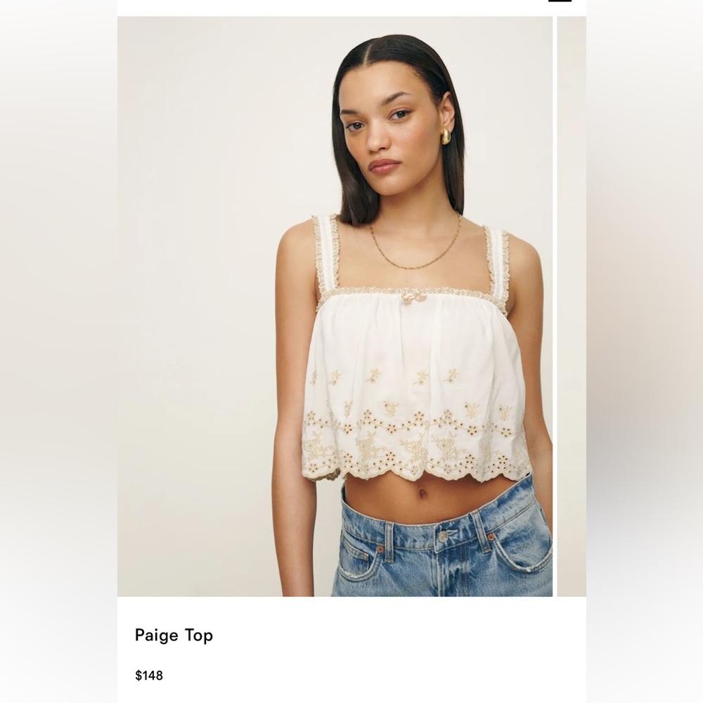 Reformation Paige Top Ivory - Size M